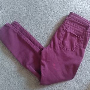 High Waisted Burgundy Skinny Jeans